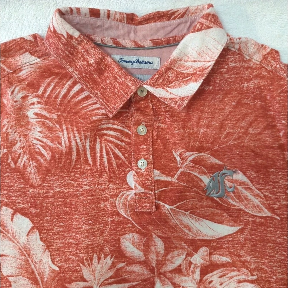 Washington State Cougars Tommy Bahama Polo Shirt Mens L Red Hawaiian Pima Cotton